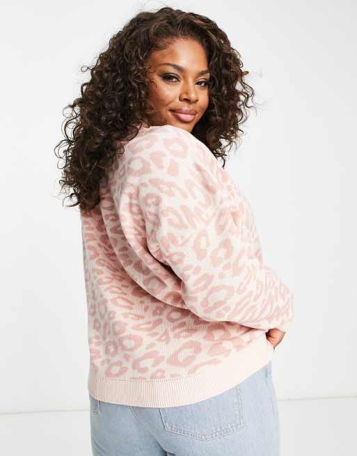 In The Style Plus exclusive knitted high neck sweater in pink