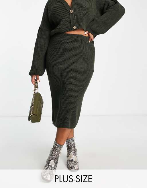 Plus size knit outlet midi skirt