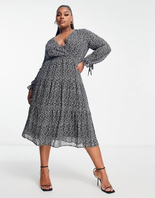 Black and white polka dot maxi dress plus size best sale