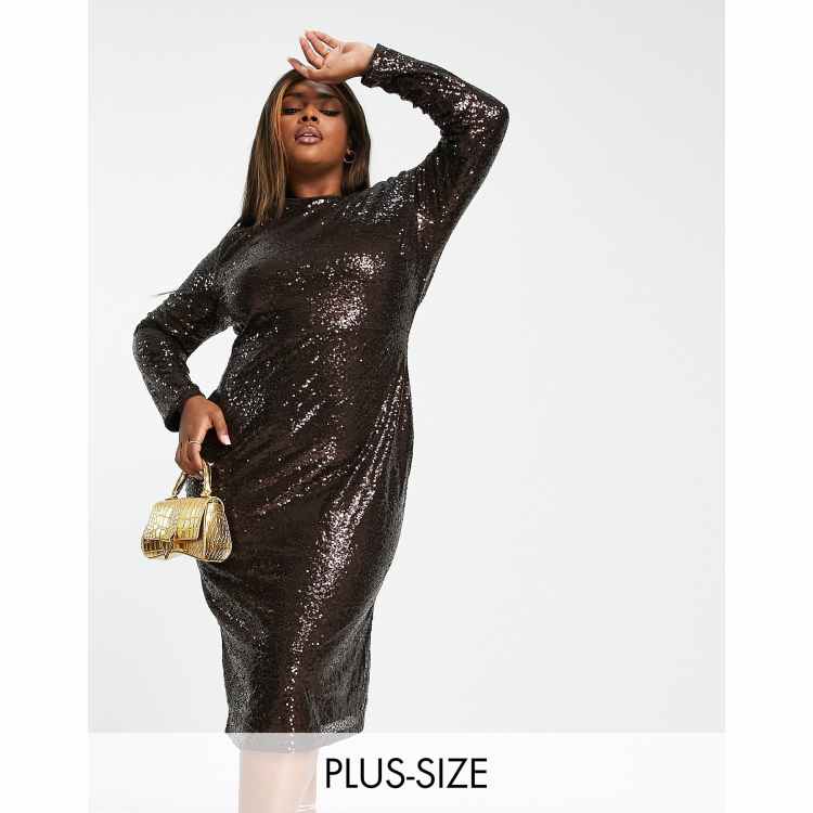 Black and gold long sleeve sequin shop dress