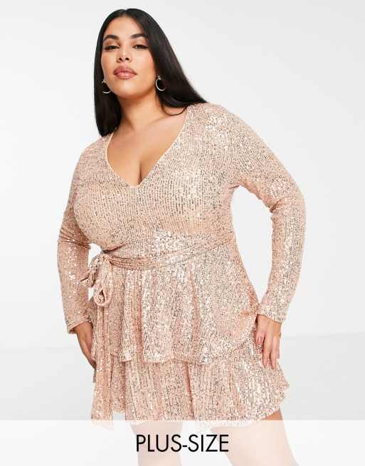 Rose gold short 2025 dress plus size