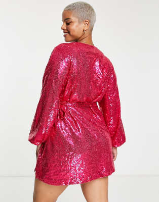 cerise pink sequin dress