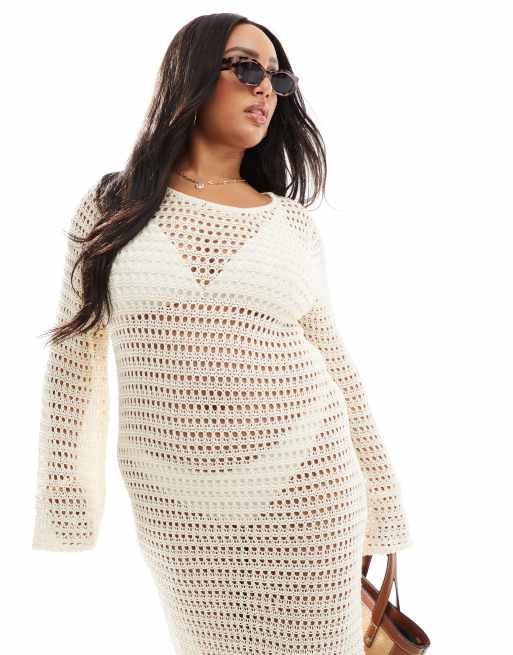 In The Style Plus Exclusives Gehaakte maxi strandjurk met