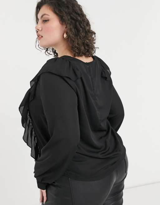 In The Style Plus - Exclusivité - Top à volants - Noir, 2 de 4