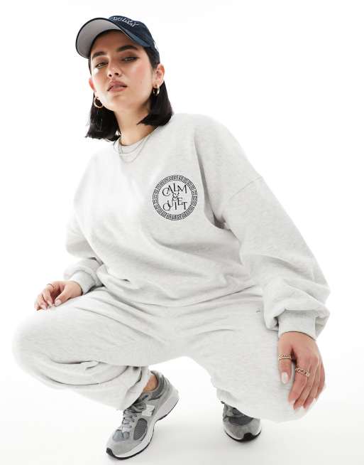 In The Style Plus - Felpa grigio mélange con scritta 