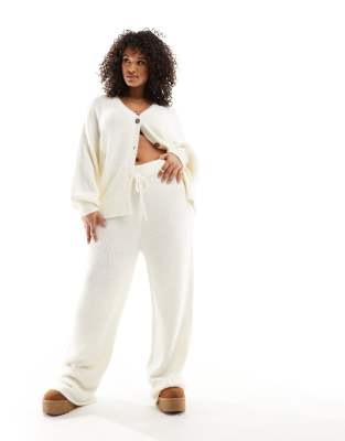 In The Style Plus In The Style Plus fluffy trouser co-ord in cream-White