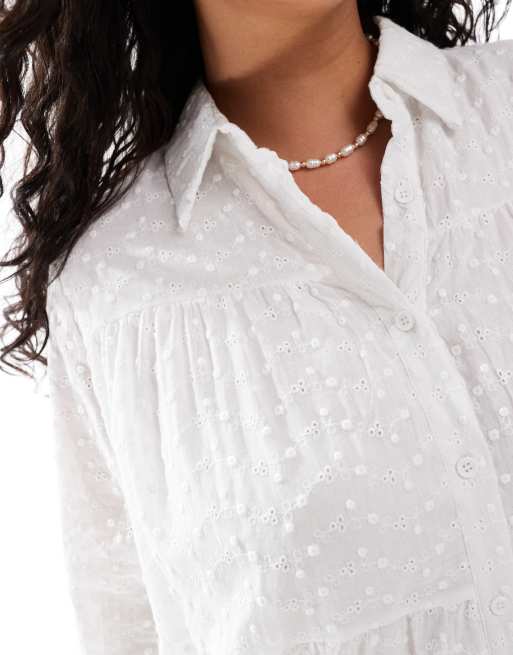 In The Style Plus - Hvid skjortekjole i broderie anglaise, 2 af 4