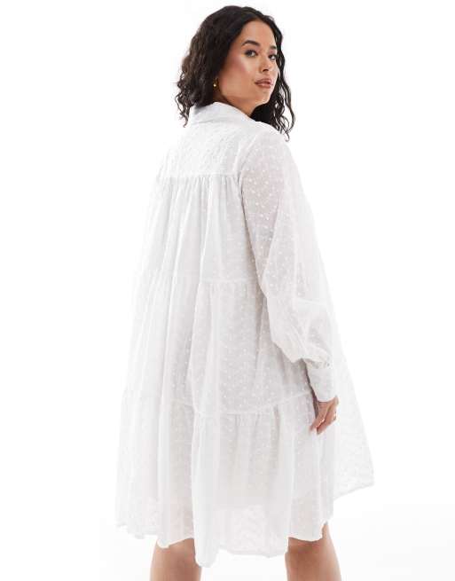 In The Style Plus - Hvid skjortekjole i broderie anglaise, 4 af 4