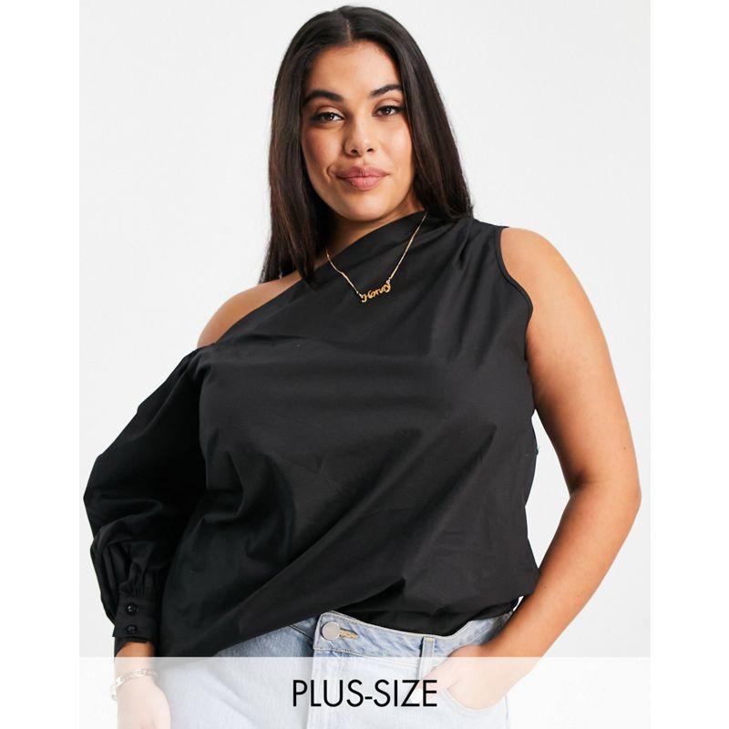Donna Top In The Style Plus in esclusiva - Top monospalla con cut-out, colore nero