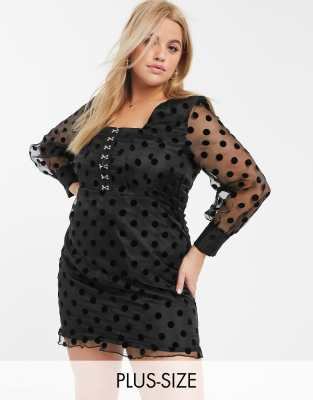 polka dot mesh mini dress