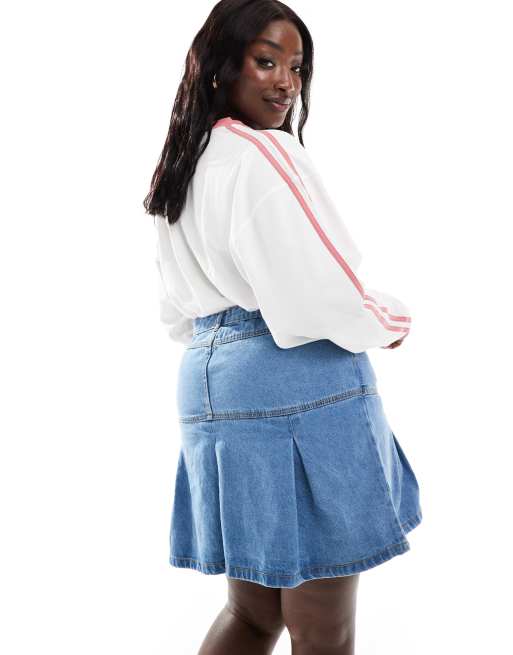 In The Style Plus Minigonna di jeans blu a pieghe ASOS