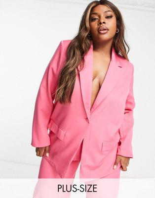 In The Style Plus oversized blazer in co-ord in pink