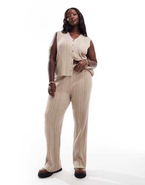 In The Style Plus - Pantalon d'ensemble en maille - Marron clair - view 1