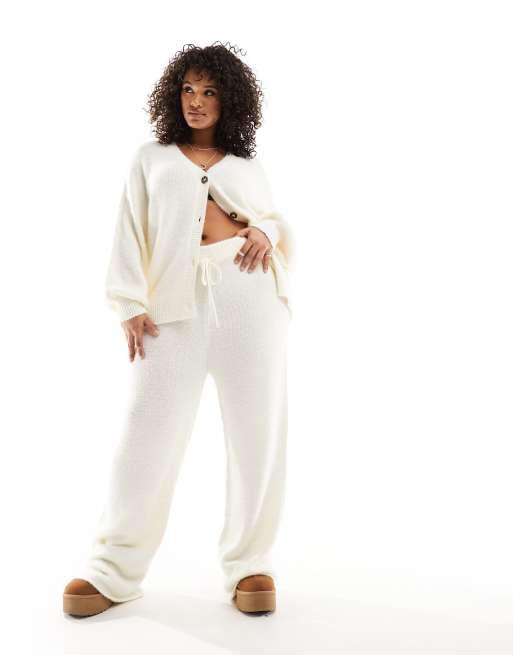 In The Style Plus - Pantaloni soffici color panna in coordinato