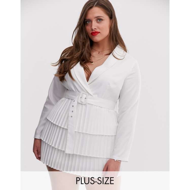 Plus size 2025 white blazer dress