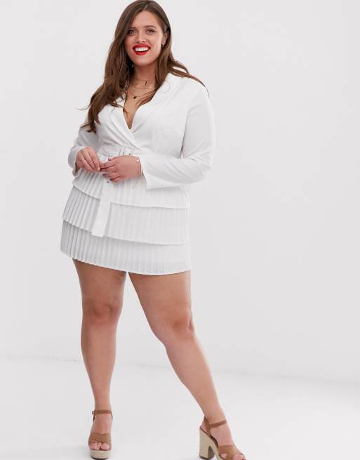 Plus size white outlet blazer dress