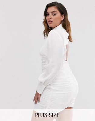 plus size white mini dress