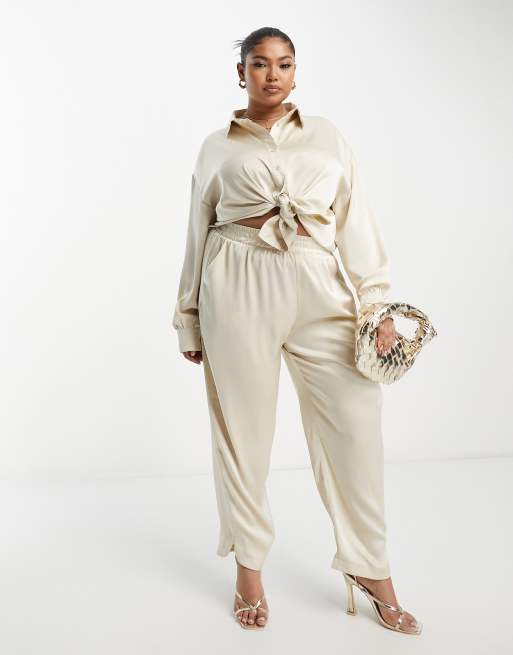 Plus size hot sale silk pants