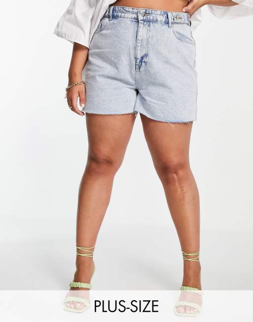 In The Style Plus - Short en jean découpé - Bleu délavé