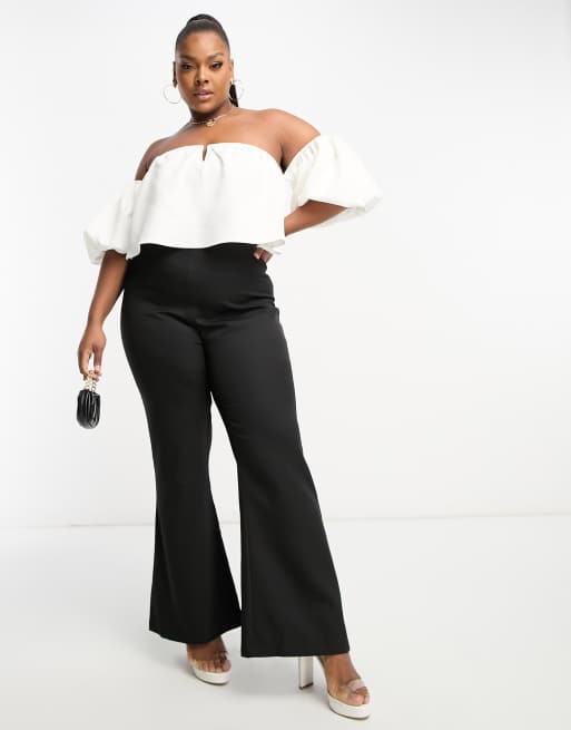 Plus Black Puff Sleeve Jumpsuit