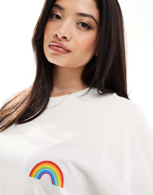 In The Style Plus - T-shirt à motif arc-en-ciel - Blanc, 2 de 4