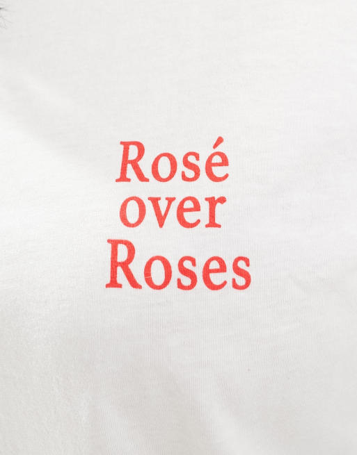 In The Style Plus - T-shirt bianca con scritta "Rosé Over Roses", 4 di 4