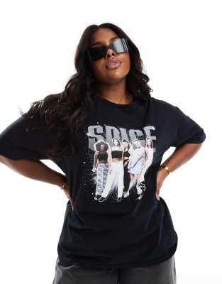 In The Style Plus - T-Shirt in Schwarz mit „Spice-Girls"-Print