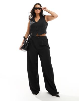 In The Style Plus tailored wide leg pants in black (part of a set)