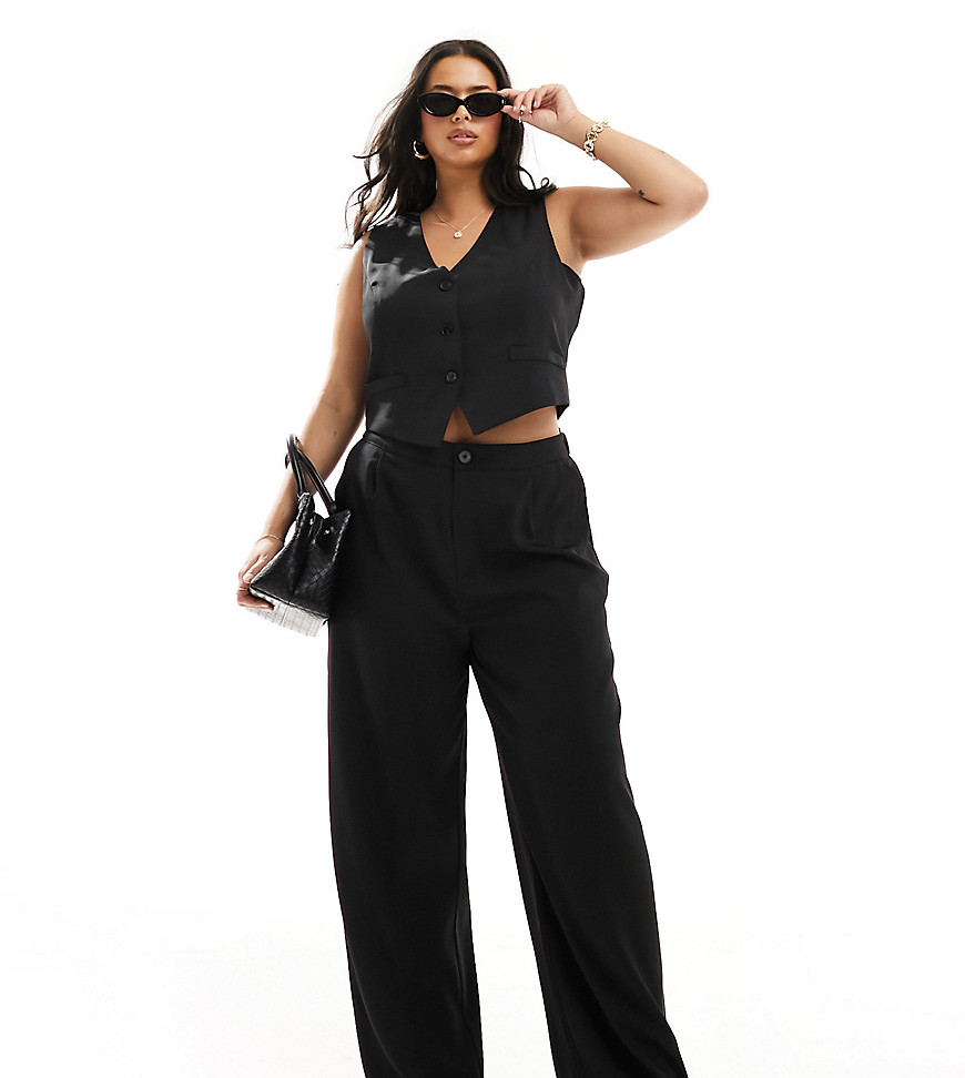 In The Style Plus tailored wide leg trouser co-ord in black