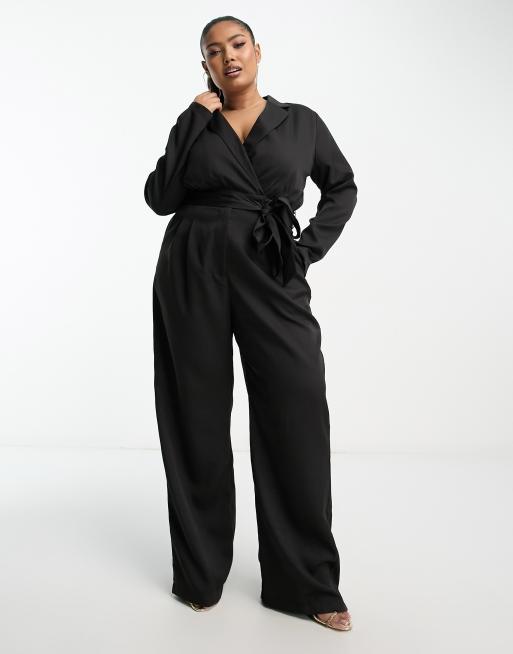 Plus size store tuxedo jumpsuit