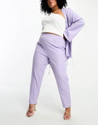 In The Style Plus In The Style Plus wrap tailored trouser co-ord in lilac-Purple