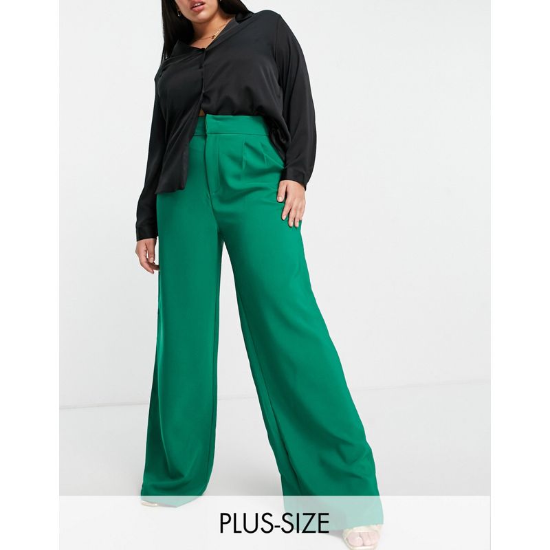 In The Style Plus x Anastasia Kingsnorth - Pantaloni sartoriali verdi in coordinato