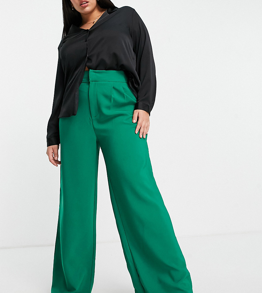 Plus-size trousers by In The Style Collaboration with influencer Anastasia Kingsnorth High rise Soft pleat details Wide leg