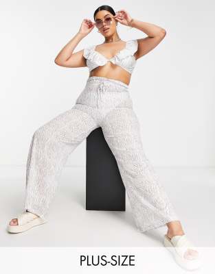  In The Style Plus x Billie Faiers beach high waist trouser co-ord in white zebra print - ASOS Price Checker