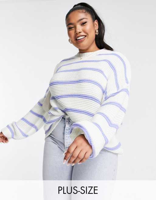 In The Style Plus x Billie Faiers - Gestreepte trui in blauw en multi