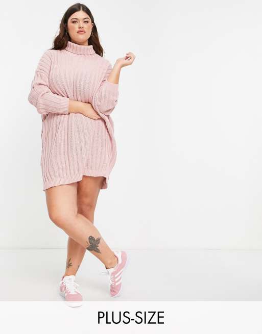 Plus size pink store sweater dress