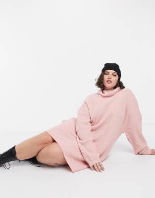 pink oversized roll neck jumper