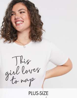 In The Style Plus In The Style Plus x Billie Faiers slogan t shirt and legging set in white multi