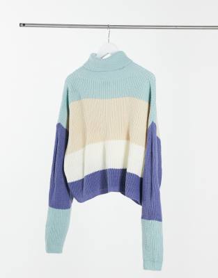 blue cropped knitted jumper