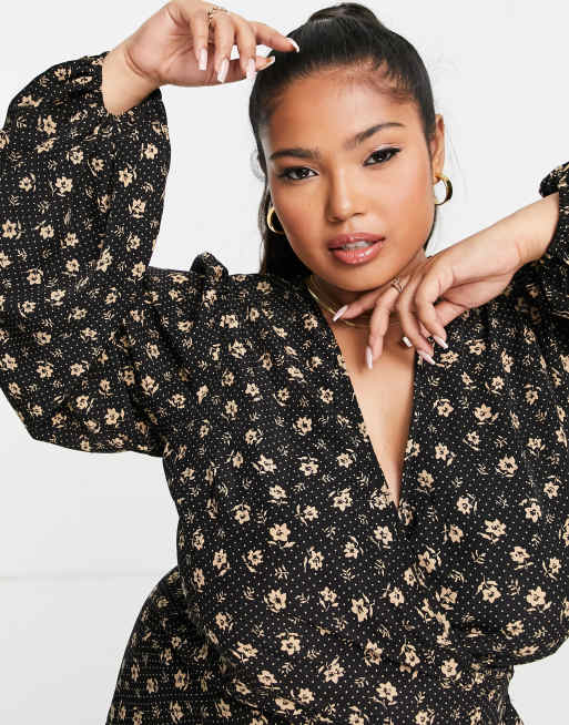 In The Style Plus x Carys Whittaker wrap front midi dress in floral print, 3 of 4