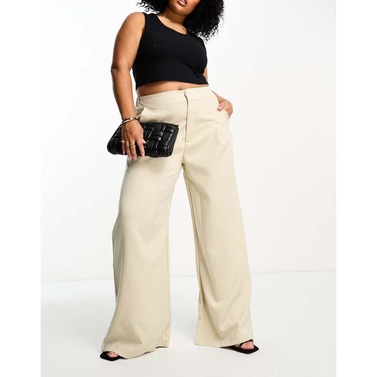 Only wide leg cargo pants in beige