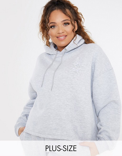 In The Style Plus x Gemma Collins motif hoodie in grey