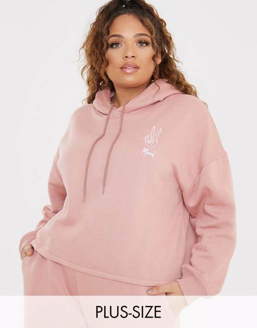 In The Style Plus x Gemma Collins motif hoodie in pink