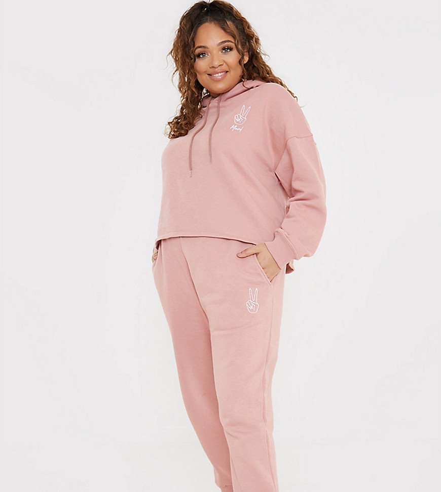 In The Style Plus X Gemma Collins Motif Sweatpants In Pink