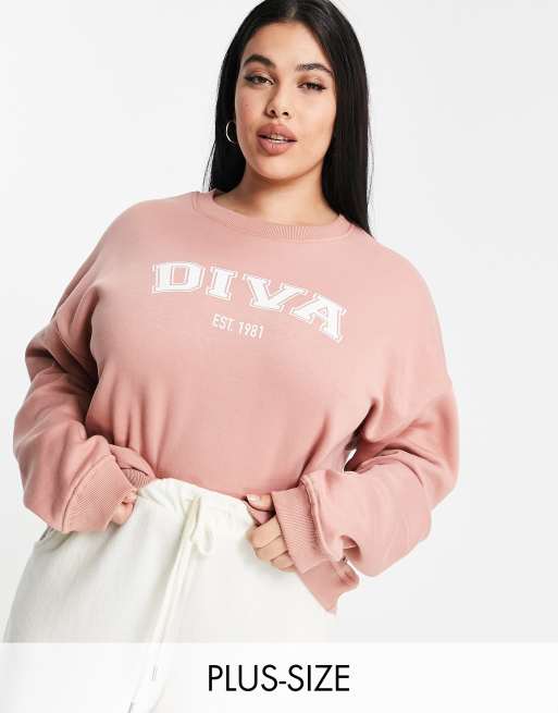 In The Style Plus x Gemma Collins – Rosa sweatshirt med tryck