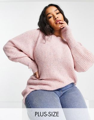 In The Style Plus x Jac Jossa balloon puff sleeve jumper in pink