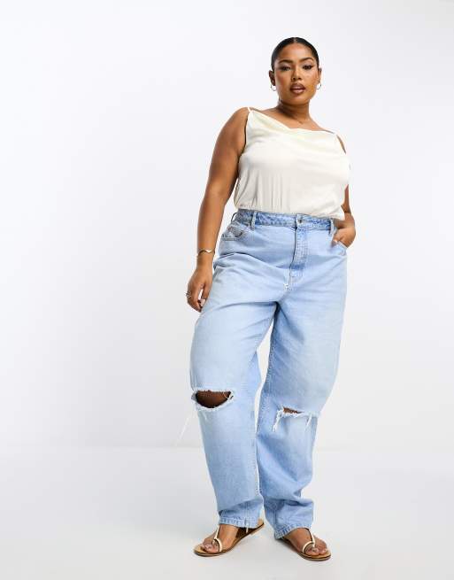In The Style Plus x Jac Jossa - Body con scollo ad anello in raso color crema, 4 di 4