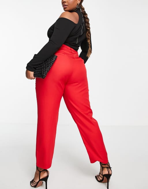 In The Style Plus x Jac Jossa - Broek met rechte pijpen in rood, deel van co-ord set, 4 van 4