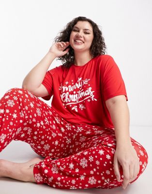 In The Style Plus x Jac Jossa motif pyjama set in red multi
