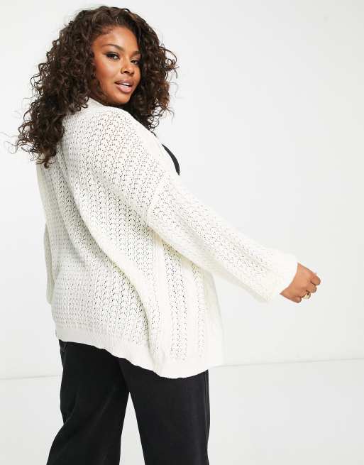 White on sale plus cardigan